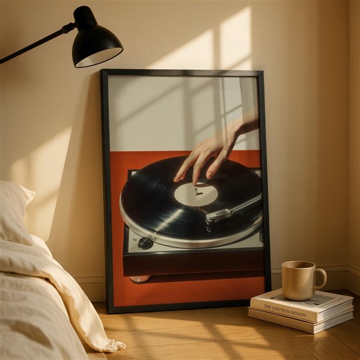 Retro Record Player Art Print, Vinyl Wall Art, Vintage Music Poster, Contemporary Turntable, Music Lover Gift, Minimalist Retro Decor - Etsy