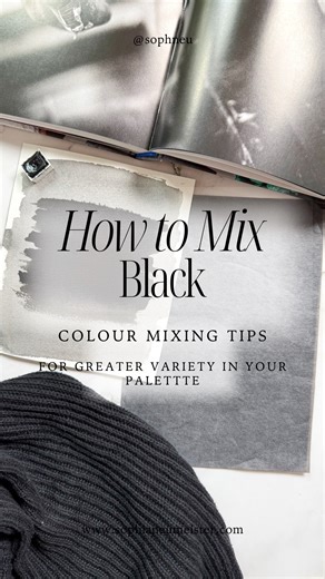 Watercolor Artist Sophia Neumeister on Instagram: "New Watercolor Mixing Tutorial! Today I‘m mixing black, which I actually never one for any of my own paintings. There are a few ways of doing it and many artists say that it‘s better to mix your own and have actual color in your black than to use one straight from the tube. I honestly think you can do both depending on your personal preference and the types of paintings that you do. So, I landed on using these three colors to mix my own black: ✨