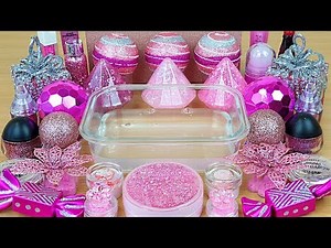 PINK Glitter Slime | Season Glitter | Mixing makeup and glitter into Clear Slime