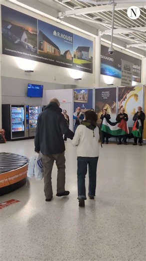 This is the moment Hughie Stirling, a 68-year-old activist from Ullapool, arrives home after being kidnapped by Israel while taking part in the Global Sumud Flotilla 👇