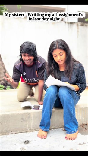 My sister: writting my all assignments to last day night 😂#shorts #shortsfeed #sister #funny