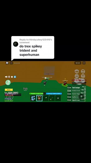 Superhuman T-Rex Combo in Blox Fruits Gameplay