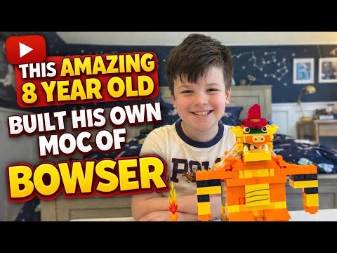 8 year old makes an amazing MOC of Bowser in Lego
