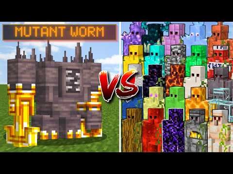 It Crawled Out of the Ground… Can Mutant Worm Defeat All Golems? - Minecraft Mob Battle