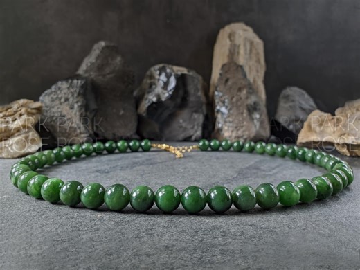 10mm Nephrite Green Jade Gemstone Necklace: Canadian Jade Jewelry - Etsy