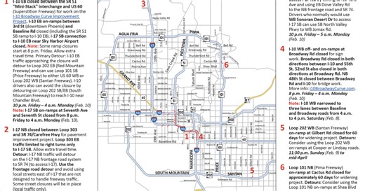 Weekend traffic alert: I-10, I-17 closed in Phoenix area due to freeway work (Feb 7-10)