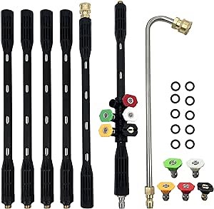 AgiiMan Pressure Washer Extension Wand - Upgrade Gutter Cleaning Tools from The Ground, 120 Inch Power Washer Extension Wand with 5 Nozzle Tips, 4000PSI, Black