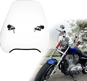 Universal Motorcycle Windshield, 16 3/4" x 15" Motorbike Wind-screen with 7/8" or 1" Handlebars, Universal Wind Fit Honda Kawasaki Suzuki Triumph Yamaha Indian Victory Harley -Clear