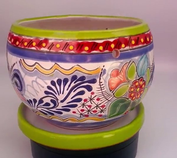 Talavera Flower Pot With Drainage & Saucer – Handmade Mexican Ceramic Planter – Colorful Talavera Pot for Plants or Succulents Hanging Pot - Etsy