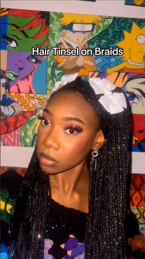 how to install hair tinsel on braids #siphishair #hairtinsel #braidstyles #braids #hairstyle #fyp