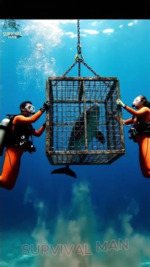 White Dolphin Rescue from a Rusty Cage #survival #oceanlife #aivoice #sea