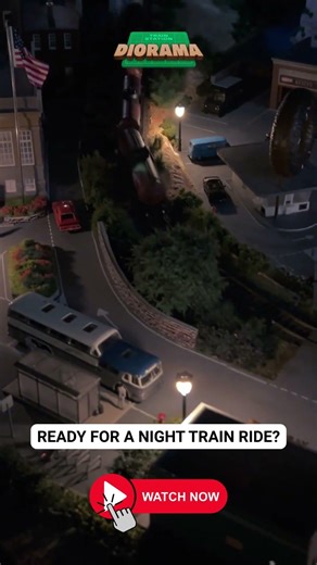 🚆🌙 Ever wondered how a train diorama looks at night? #train #modelrailroad #diorama #modeltrains