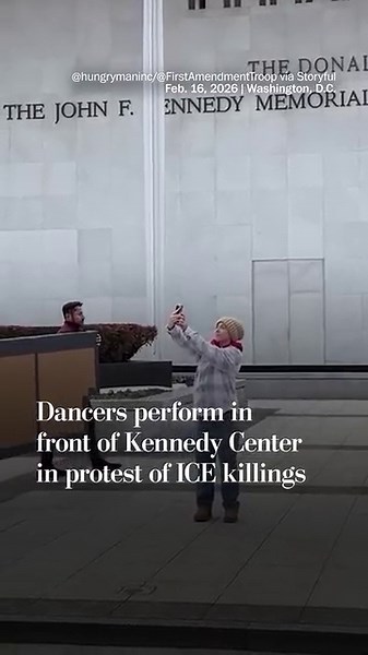 Dancers perform in front of Kennedy Center in protest of ICE killings