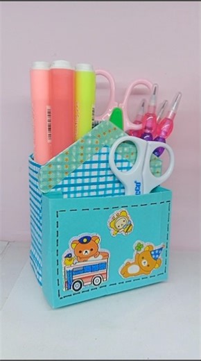 DIY Handmade Cardboard Desk Organizer ✨ Home Decor ideas #diy #ytshorts #homedecor #handmade