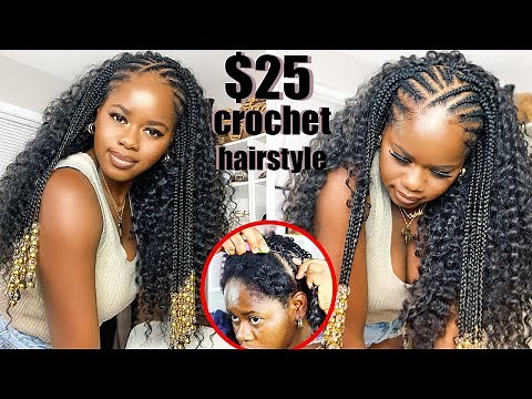 $25 CROCHET HALF UP HALF DOWN HAIRSTYLE | FREETRESSBRAIDS DEEP TWIST 22"