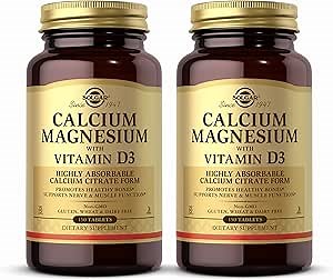 Solgar Calcium Magnesium with Vitamin D3-150 Tablets, Pack of 2 - Promotes Healthy Bones, Supports Nerve & Muscle Function - Non-GMO, Gluten Free, Kosher - 60 Total Servings