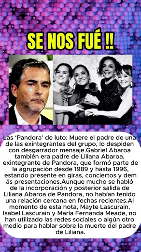 Recientemente se confirmó la muerte de un famoso músico,también padre de una exintegrante de Pandora