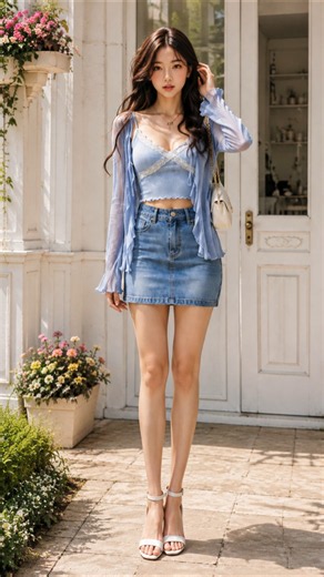 Blue Denim Skirt Outfit #minimalstyle #fashion #outfitideas #outfitinspo #fashioninspo #ootdfashion
