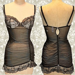 Victorias‎ Secret lace mesh lingerie teddy negligee dress slip cheeky scrunch