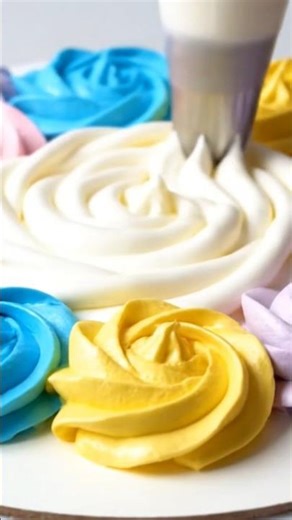 Cream Frosting Piping ASMR 🎂✨ | Colorful Spirals, Waves & Flowers. #asmr #shorts