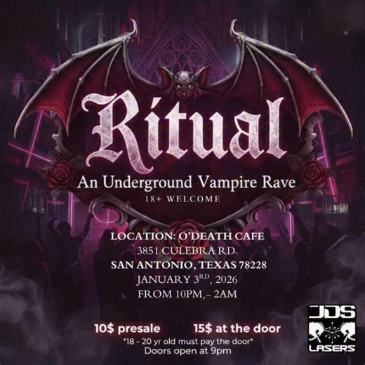 Ritual - 👻 Gothic Nightlife🕯- 🧙‍♀️Vampire & Witches Rave🧛‍♀️ on Instagram: "PRESALE TICKETS AVAILABLE, LINK IN BIO!!! #vampire #goth #music #rave"