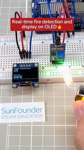 Can Arduino Sense Fire? Watch This!#Arduino #FlameSensor #FireDetection #OLEDDisplay #ArduinoProjects #DIYElectronics #STEMEducation #TechShorts #ElectronicsTutorial #Makers | SunFounder OpenSource