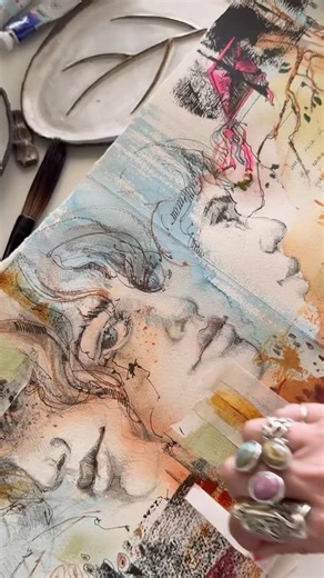 Portrait mixed media painting #art