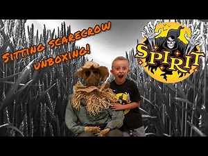 Spirit Halloween Sitting Scarecrow unboxing and set up! Great jump scare prop!
