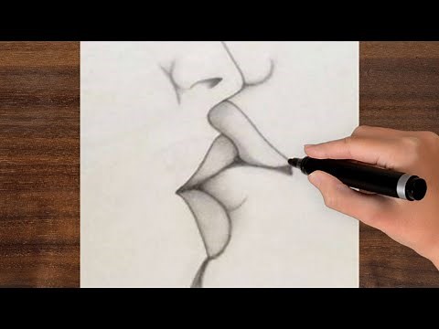 How To Draw A Kissing Lips , Easy Drawing Tutorial ! Drawing For Kiss Step By Step