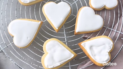 Sweet, crisp and buttery, our pretty little love heart cookies make a perfect gift – even if it’s to yourself! https://www.taste.com.au/recipes/love-heart-cookies-recipe/dofj5ck4 | Taste.com.au