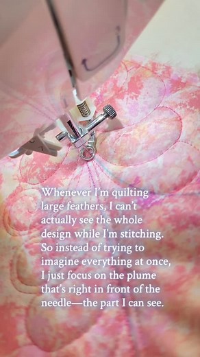 13 reactions | Whenever I’m quilting large feathers, I can’t actually...
