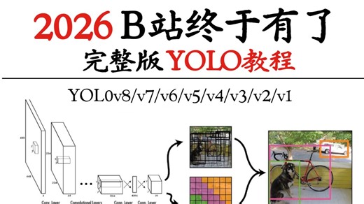 【2026最新YOLO算法教程】最适合小白入门的YOLO入门到实战教程，一口气学完环境安装 推理 自定义数据集搭建与训练等目标检测必备基础！从入门到实战！