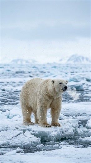Polar Bear Standing Still in the Arctic Snow | Wildlife Ambient #shorts
