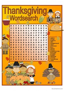 Thanksgiving Wordsearch with KEY