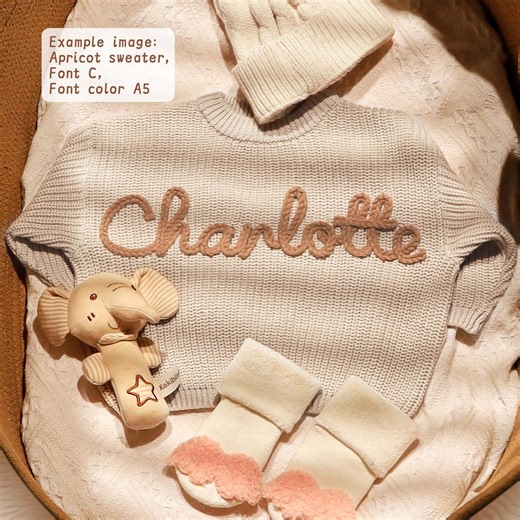 Embroidered Name Baby Sweater: Custom Cotton Knit - Etsy
