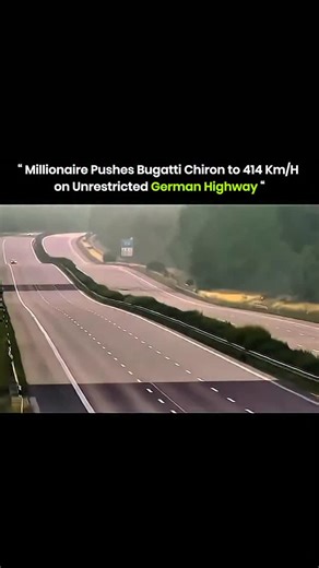 Knowledge Matrix on Instagram: "This Bugatti Chiron hit 414 km/h on Germany’s Autobahn, moving faster than a plane lifting off. A millionaire drove it on a clear stretch of highway, reaching one of the fastest speeds ever recorded on a public road. The video shows the 8.0-liter W16 engine delivering nearly 1,600 horsepower, keeping the car stable and balanced at a speed where even a tiny steering change could be dangerous. #bugatti #cars #technology #innovation #automobile #fyp #germany #knowled