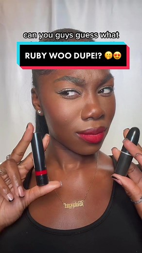 i found the perfect MAC Ruby Woo lipstick dupe for Christmas!!! 💄 DARKSKIN GIRLS STAN UPPPP 💋 #makeupdupe #redlipstick #blackgirlmakeup #rubywoo #maccosmetics #rimmellondon #ukblackgirlmakeup #christmasmakeup