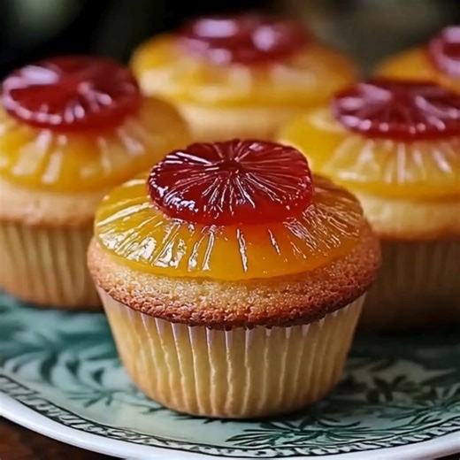 Pineapple Upside Down Cupcakes Ingredients: 1. 1 box yellow cake mix (plus ingredients on box) 2. 1 can (20 oz) pineapple slices, cut into small pieces 3. 1 jar maraschino cherries 4. ½ cup packed brown sugar 5. ¼ cup melted butter 6. Non-stick spray Directions: 1. Preheat your oven to 350°F (175°C) and grease a muffin pan. 2. In each muffin cup, pour ½ tsp melted butter and 1 tsp brown sugar. 3. Add a cherry in the center and a few pineapple bits around it. 4. Prepare the cake batter as directe