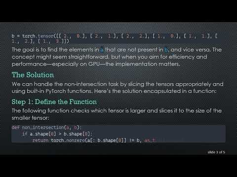 How to Compute Non-Intersection of Two n-Dimensional PyTorch Tensors Efficiently