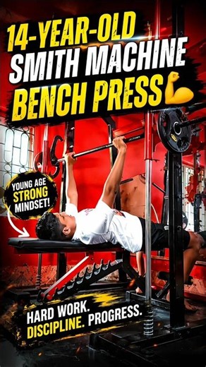 14-Year-Old Smith Machine Bench Press 💪🔥 #shorts #shortsfeed #gym #motivation #bodybuilding #fitness