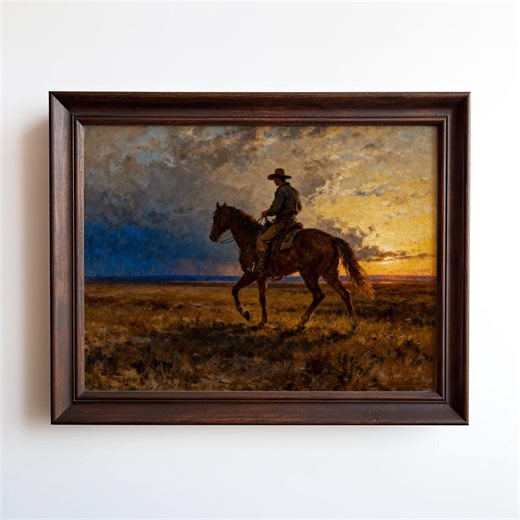 Cowboy Riding Across the Open Range, Vintage Western Art Print of the American West – Framed or Unframed. - Etsy