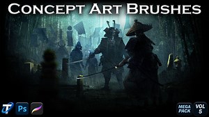 40 Concept Brushes for Photoshop and Procreate (Hand-Painted) - Vol 5