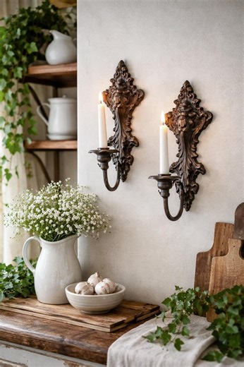 Vintage Ornate Cast Metal Sconces Pair, Gothic Revival Scrollwork Wall Decor - Etsy