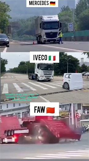 Automatic Brake Test | Mercedes vs Iveco vs FAW Truck Safety Test