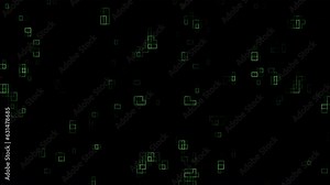 Digital Hi-tach animtion light on geometric square looping animation background. Abstract particle wallpaper background.
