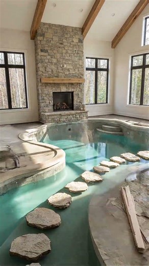 They Turned Their Living Room Into a Secret Pool Oasis #construction #satisfying