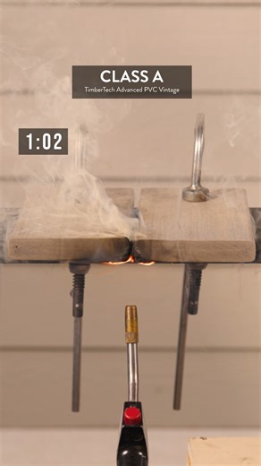 2.4K views · 13 reactions | Wildfires are unpredictable, but your decking doesn't have to be. See how our Class A Flame Spread rated Vintage Collection Decking performed in our fire demo and why it’s a smart choice for hardening your home against fire: https://bit.ly/3vPn4KG | TimberTech | Facebook
