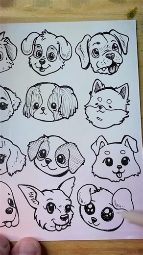 How to draw Anime Dogs Faces 7 #art #drawing #ink #dog #sketch #drawingtutorial #artist #cute