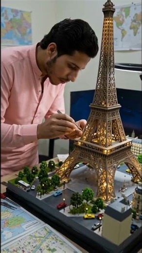Mini Paris in My Studio 😍 | Eiffel Tower Model Making #EiffelTower #Miniature #ModelMaking