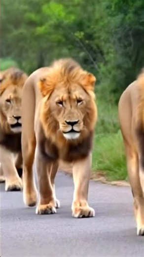 Three Lions Walking Like Kings | Real Jungle Power #wildlife #nature #shorts